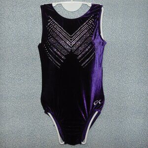 GK Purple Velvet Rhinestone Leotard AM